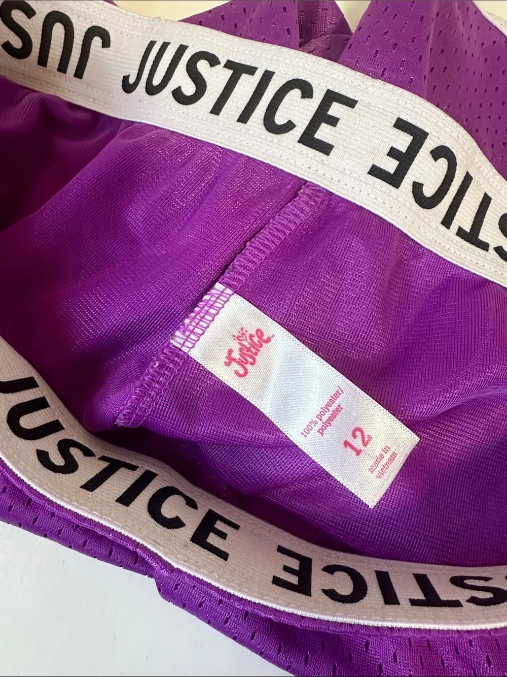 2 piece bundle justice mesh athletic shorts size 12 pink purple
